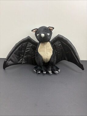IKEA KRYPT Bat Plush Toy Black Embroidered Eyes Vintage No Tags